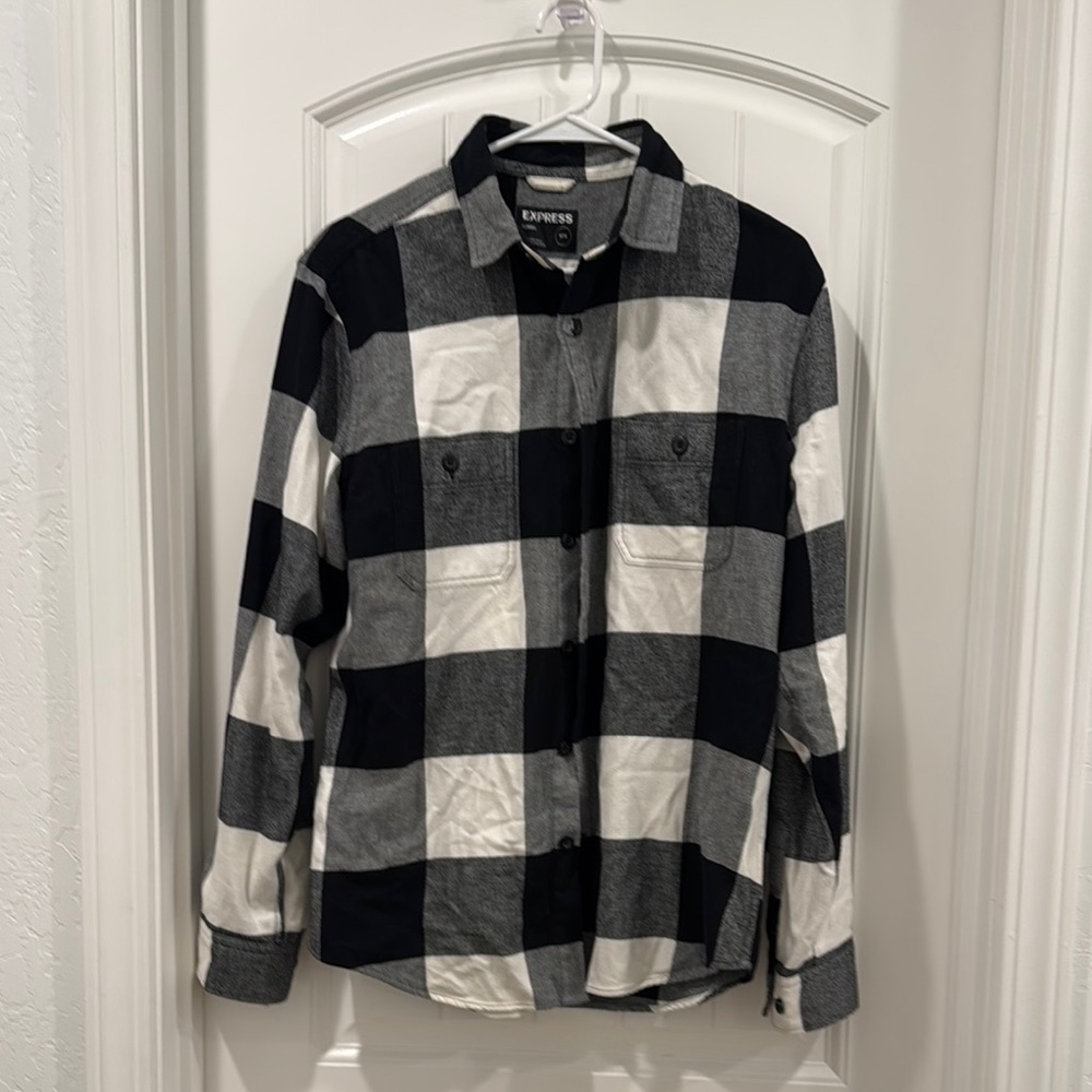 Express Black and White Plaid Shirt